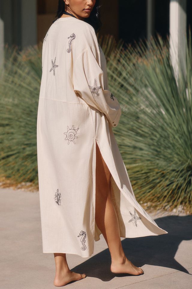 By Anthropologie Sea Life Cover-Up Shirt Dress #6