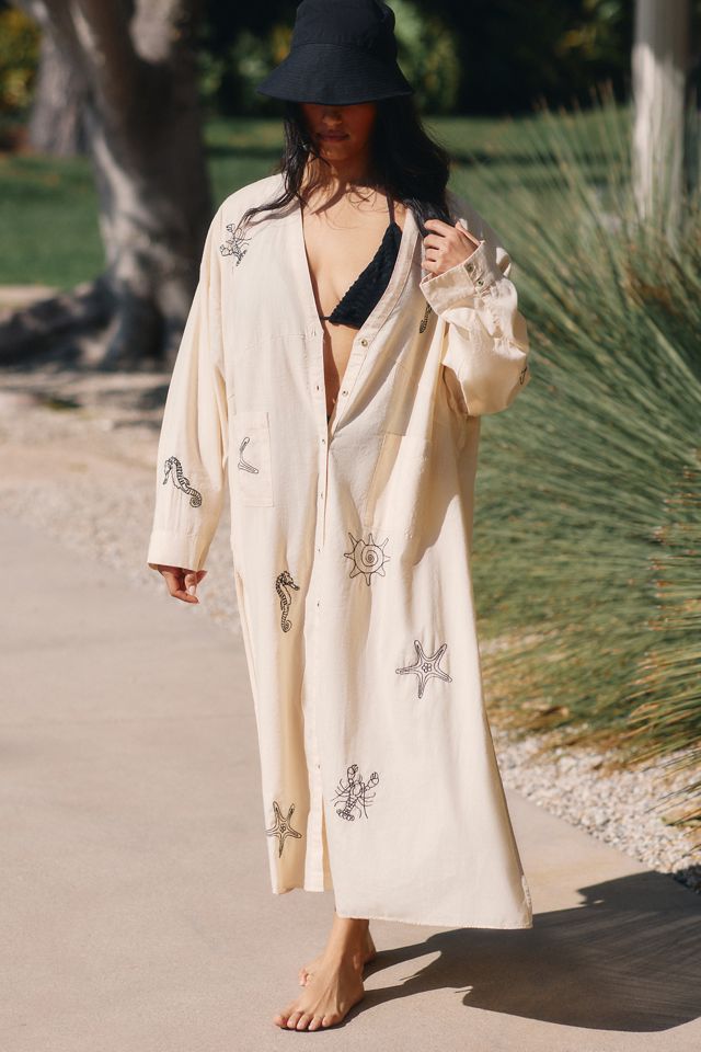 By Anthropologie Sea Life Cover-Up Shirt Dress #4