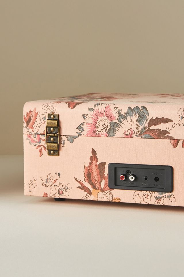Floral Pink Portable Bluetooth Record Player with Speakers