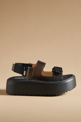 Melissa Open-toe Platform Flat Sandals In Black