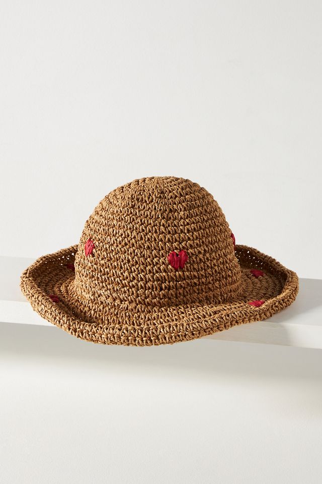 Heart Icon Straw Bucket Hat #1