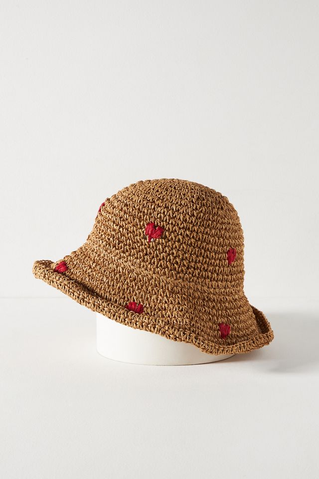 Heart Icon Straw Bucket Hat #2