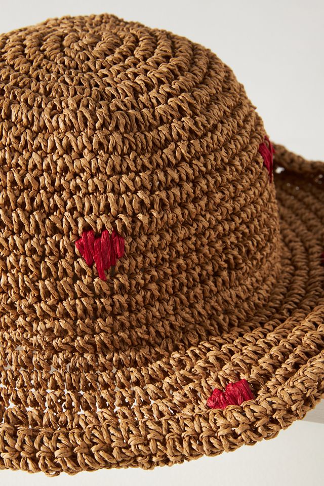 Heart Icon Straw Bucket Hat #3