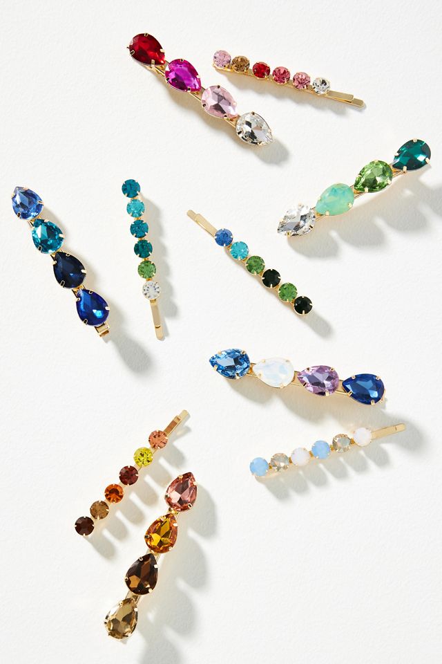 Set of Eight Pinwheel Crystal Hair Pins Anthropologie