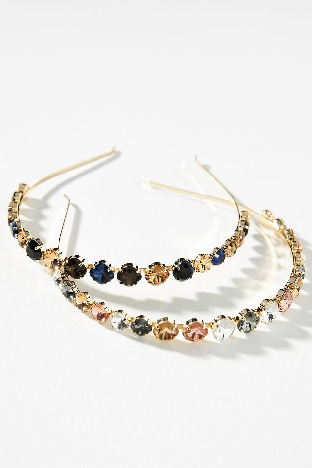 Set of Two Gold Crystal Headbands | Anthropologie