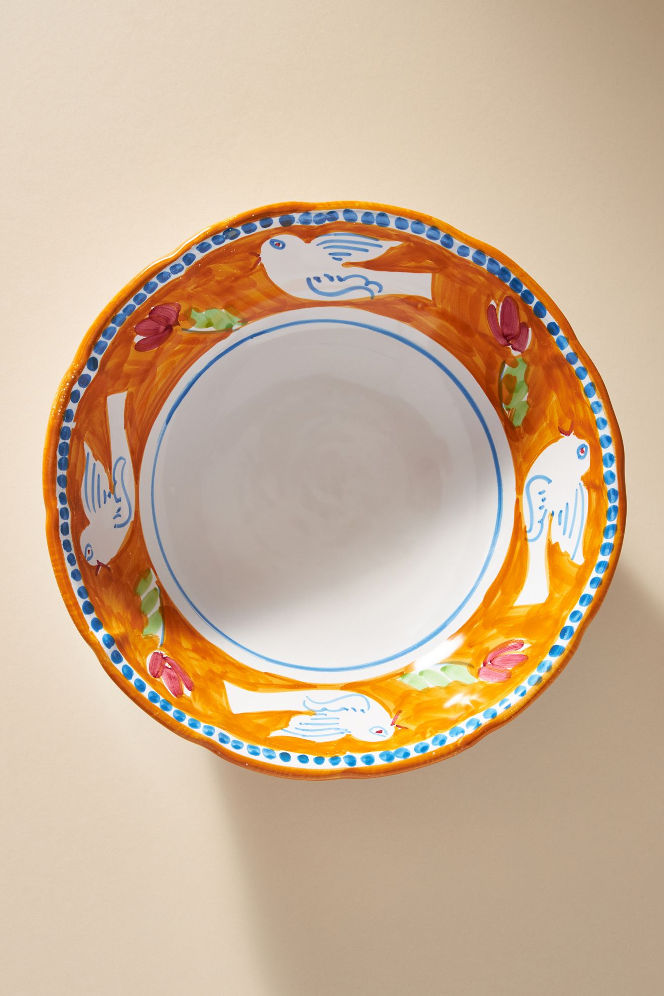 Vietri Campagna Large Serving Bowl - Orange Bird, Standard, One Size