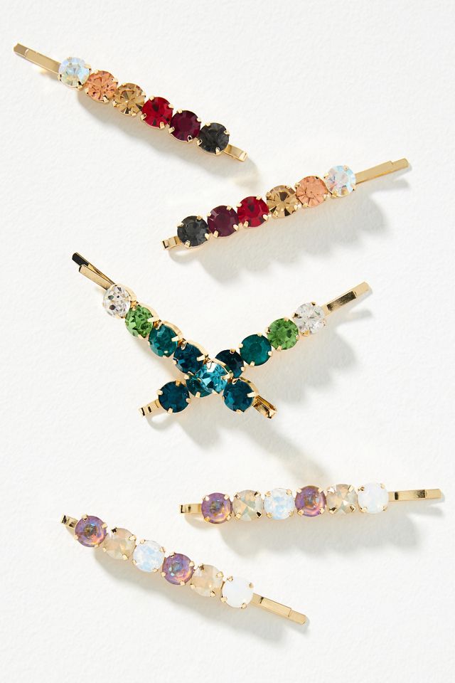 Set of Six Crystal Hair Pins | Anthropologie display picture 1
