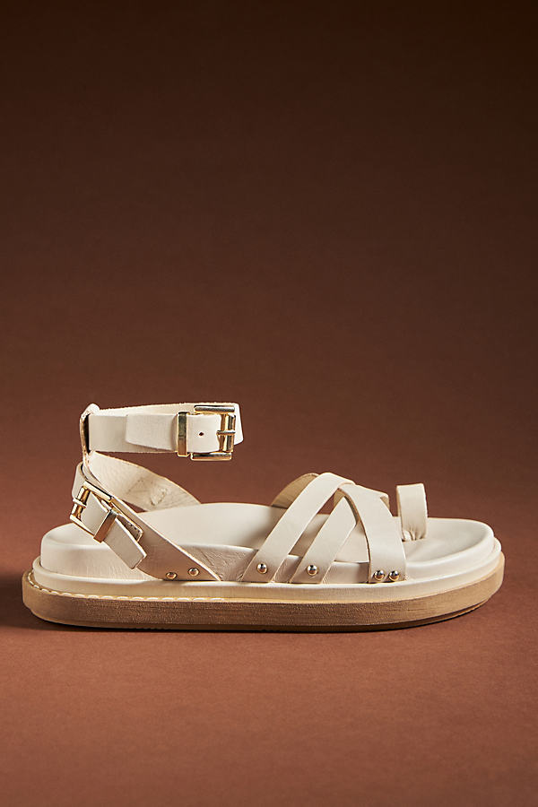 Alohas Buckle Up Gladiator Sandals In White