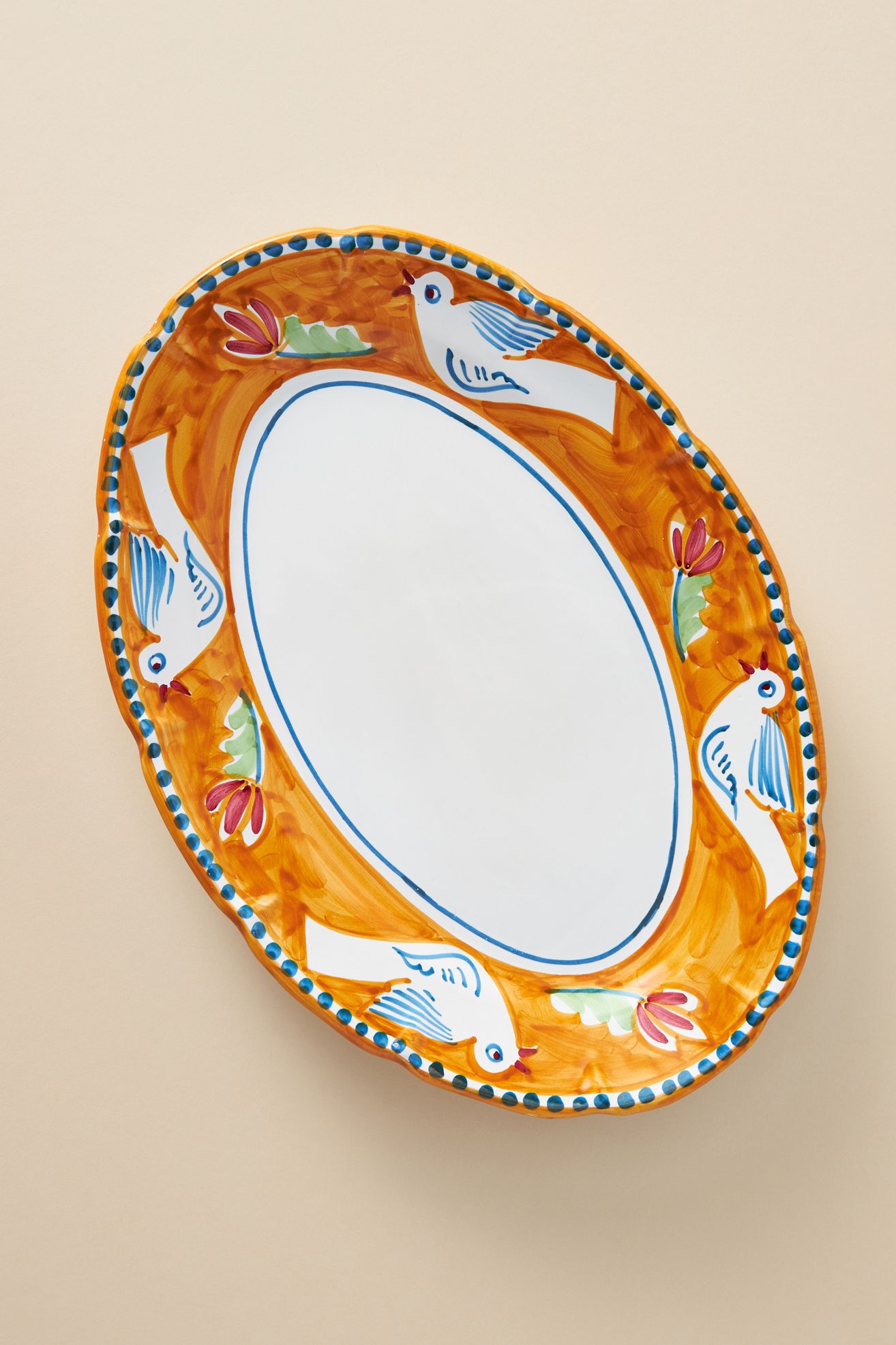 Vietri Campagna Large Oval Platter - Orange Bird, Standard, One Size