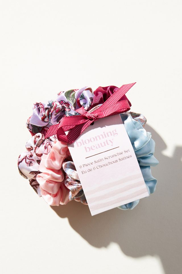 Set of Six Blooming Beauty Satin Scrunchie Set #1