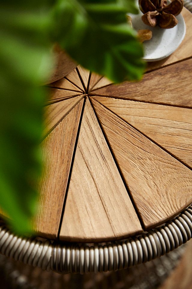 Woven Rope + Teak Side Table #1