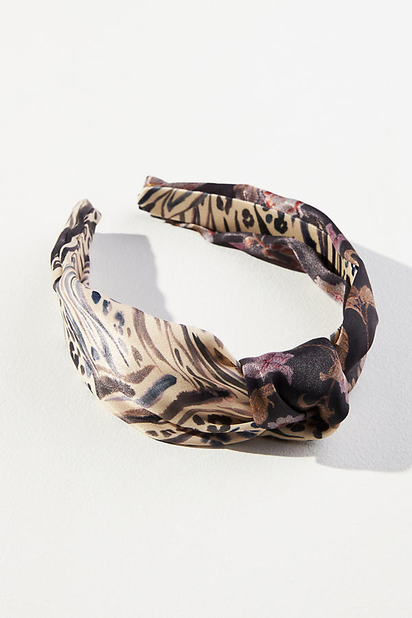 Kachel Printed Top-knot Headband In Brown