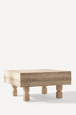 Anthropologie Carved Ezana Coffee Table In Beige