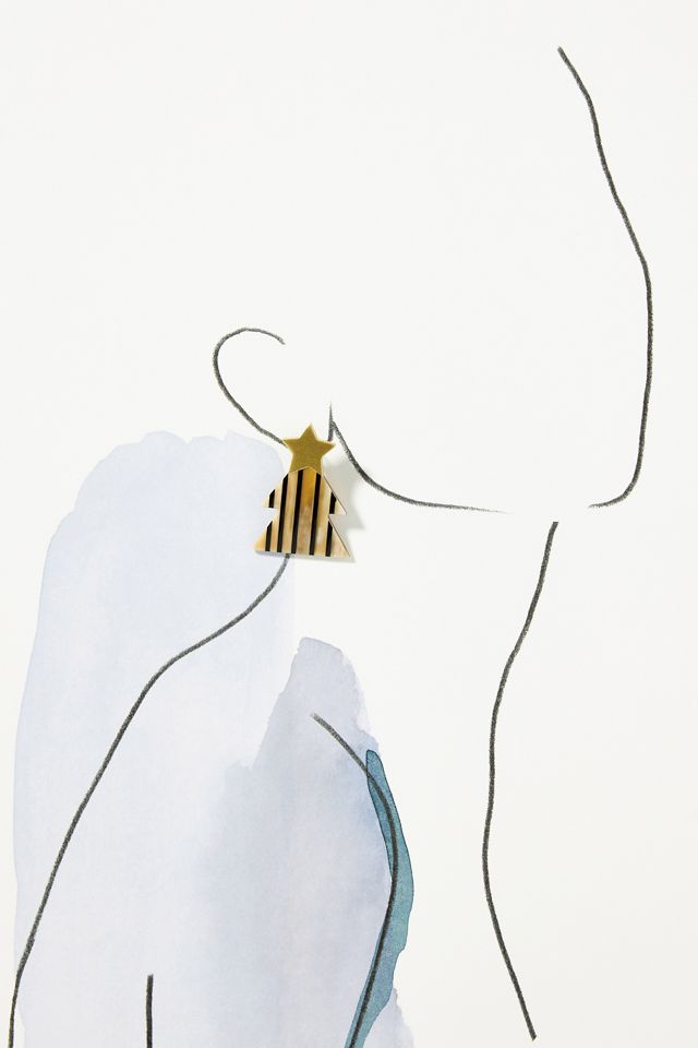 Sunshine Tienda Stripe Christmas Tree Earrings #2