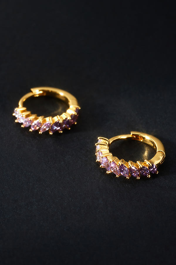 Jackie Mack 18k Gold Violet Arctic Huggie Earrings In Purple