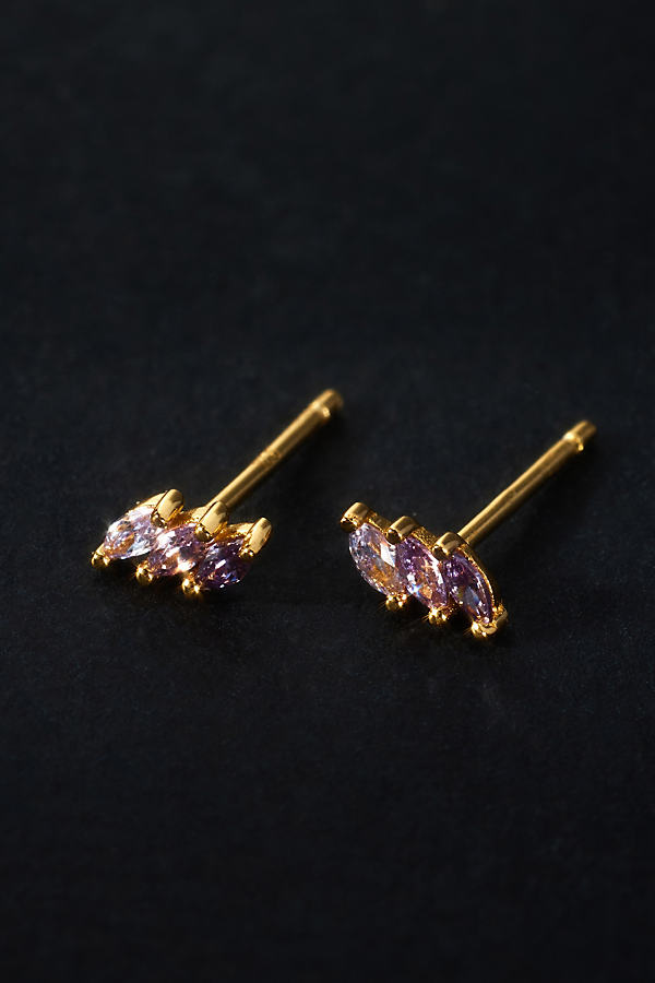 Jackie Mack 18k Gold Fuchsia Arctic Huggie Earrings In Purple