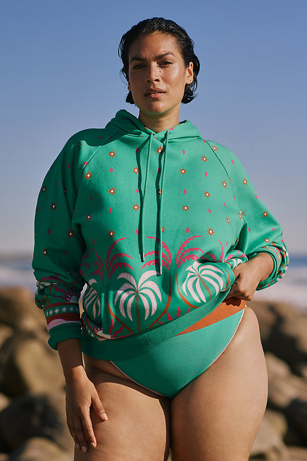 Shop Beach Riot X Anthropologie Allisa Hooded Sweatshirt In Green