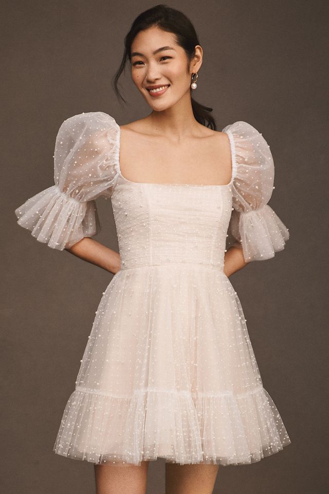 By Watters Macaron Square-Neck Tulle Embellished Mini Dress #1