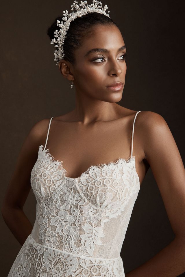 Watters Alessandra Corset Open-Back Lace Wedding Gown | Anthropologie