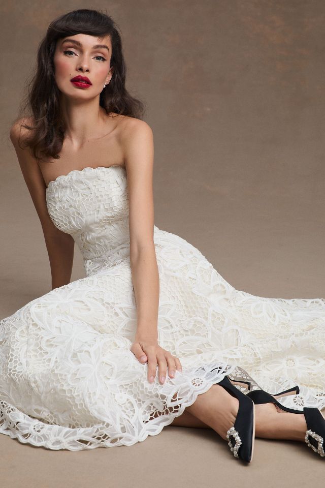 BHLDN Alanna Floral Lace Strapless Wedding Ballgown