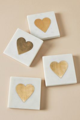 Marble Heart Coasters, Set of 4