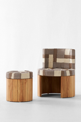 Anthropologie Della Indoor/outdoor Occasional Chair & Stool Set In Beige