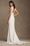 Wtoo by Watters Chloe Sleeveless Plunge Crepe Column Wedding Gown ...