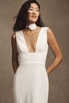 Wtoo by Watters Chloe Sleeveless Plunge Crepe Column Wedding Gown ...