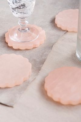 Terrain Dyed Alabaster Notched Coasters, Set Of 4 In Pink