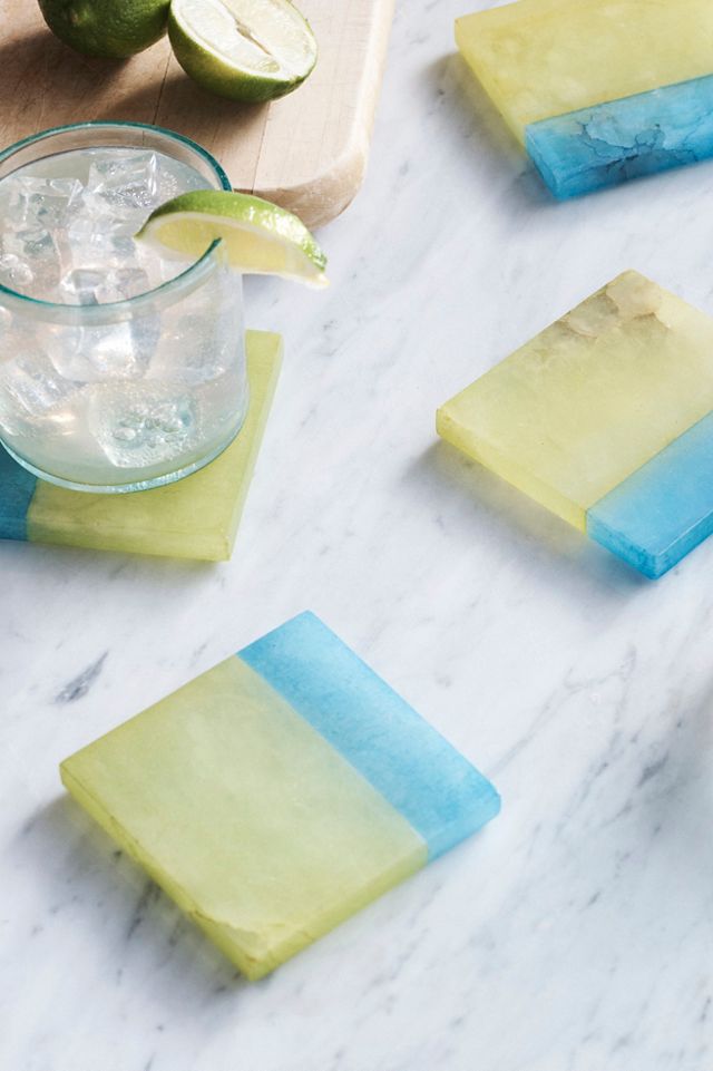 Two Tone Alabaster Square Coasters, Set of 4 #1