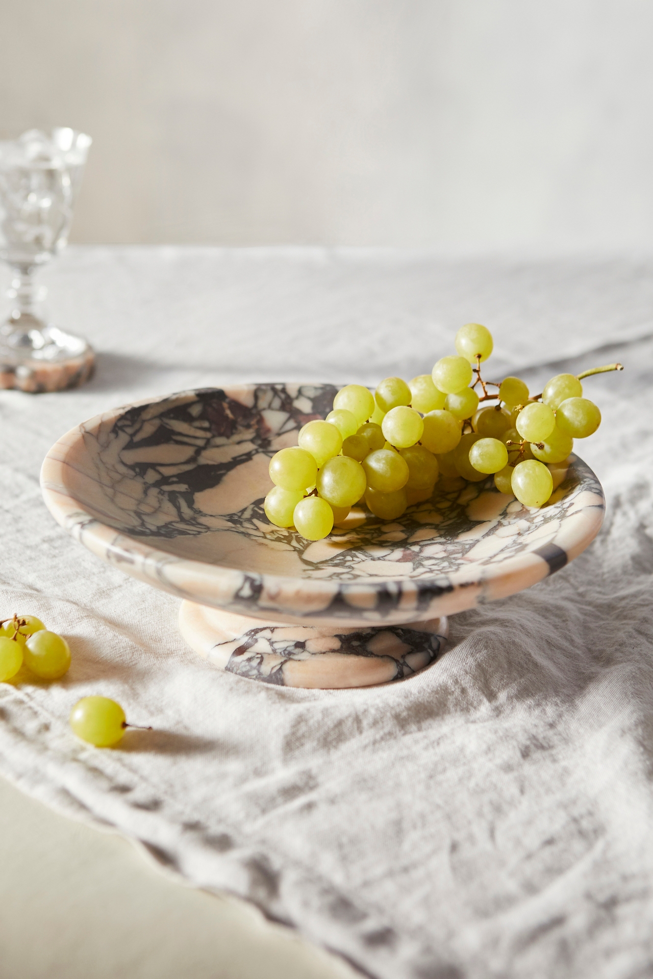 Purple Marbled Footed Serving Bowl