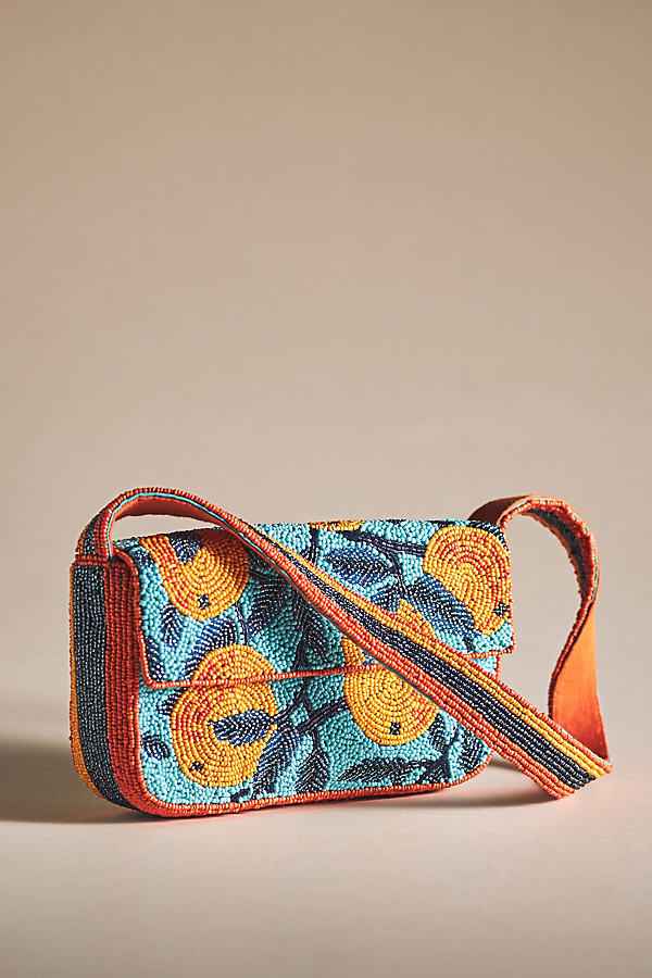 By Anthropologie The Fiona Beaded Bag In Orange