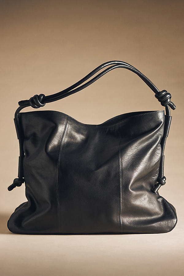 By Anthropologie Knotted Leather Bag In Black