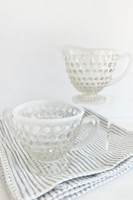 Old Flame Candle Co. Vintage Fenton Opalescent Moonstone Cream + Sugar Set