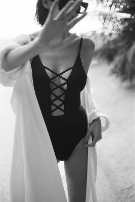 Bathing Suit with Cap Sleeves