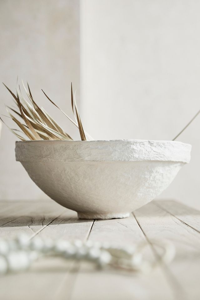 Large Traditional Paper Mache Bowl With Blue Residue