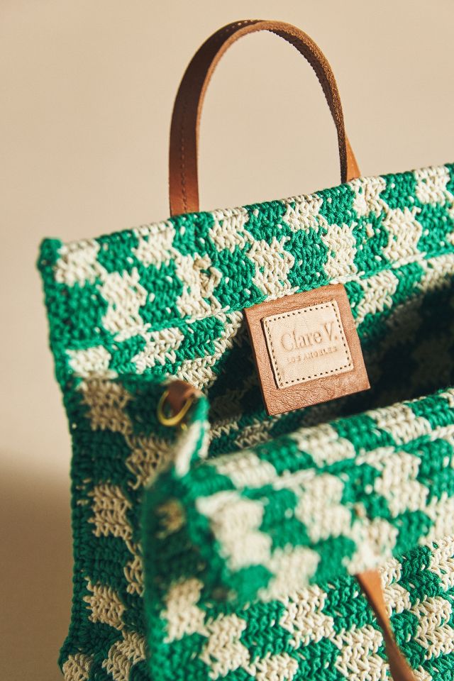 Clare V. Crochet Petti Summer Simple Tote Bag - Green Totes