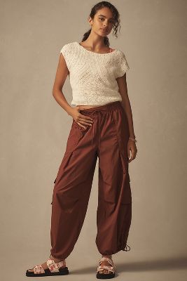 Shop Daily Practice By Anthropologie Base Jump Parachute Pants In Red