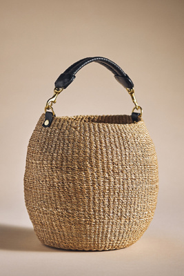 Clare V Pot De Miel Top Handle Straw Basket Bag - Ivory In Beige