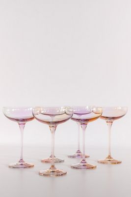 Estelle Colored Glass Iridescent Champagne Coupe Set