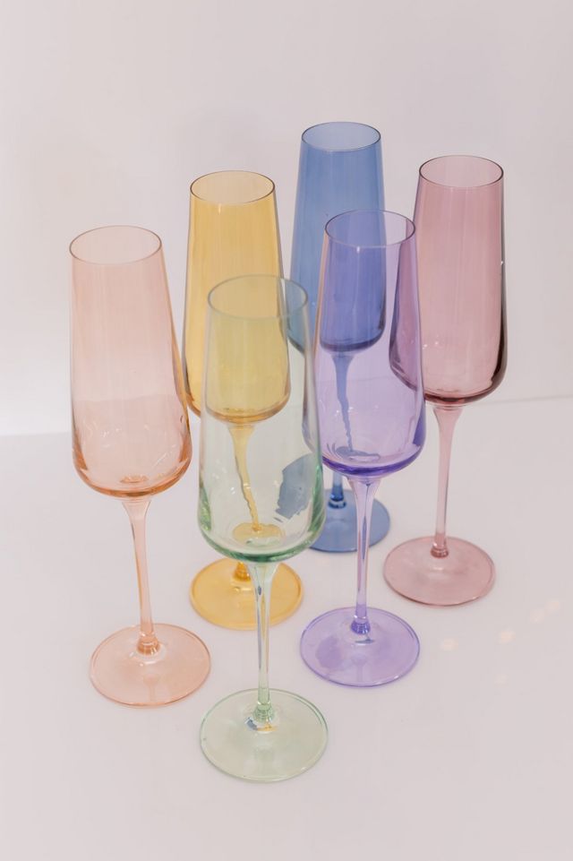 Neutral Colorful Floral Personalized Champagne Flutes