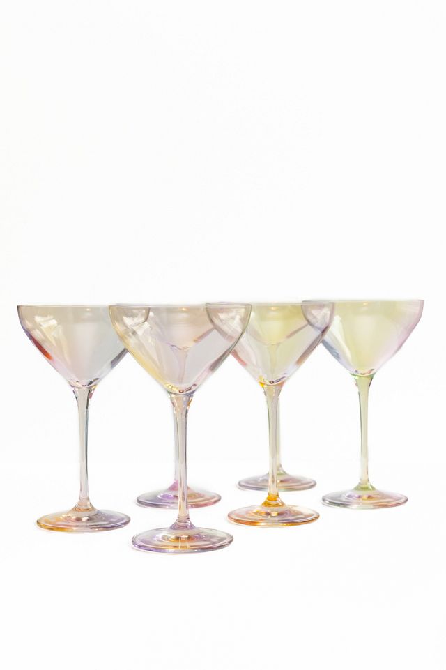 Iridescent Martini Glasses with Crystal-Filled Stems