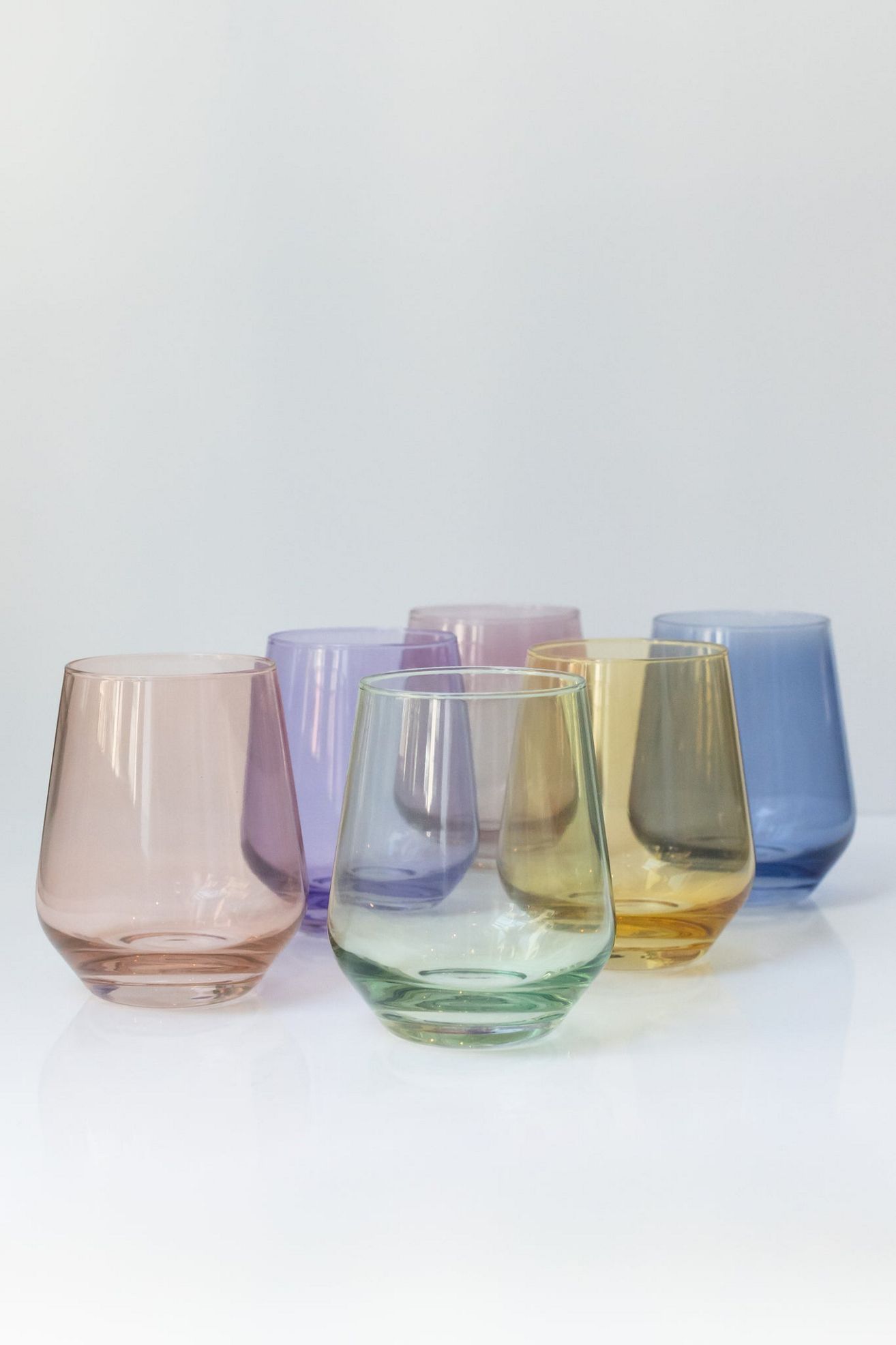 Estelle Colored Glass Pastel Stemless Set - Multi, Standard, Set Of 6