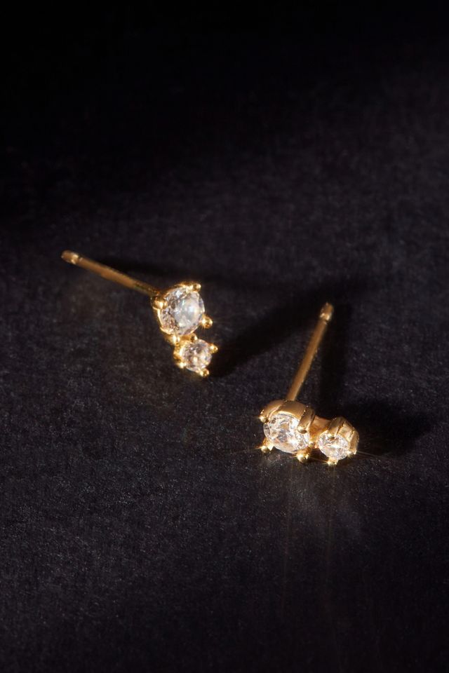 14k Gold Double Crystal Stud Earrings Anthropologie