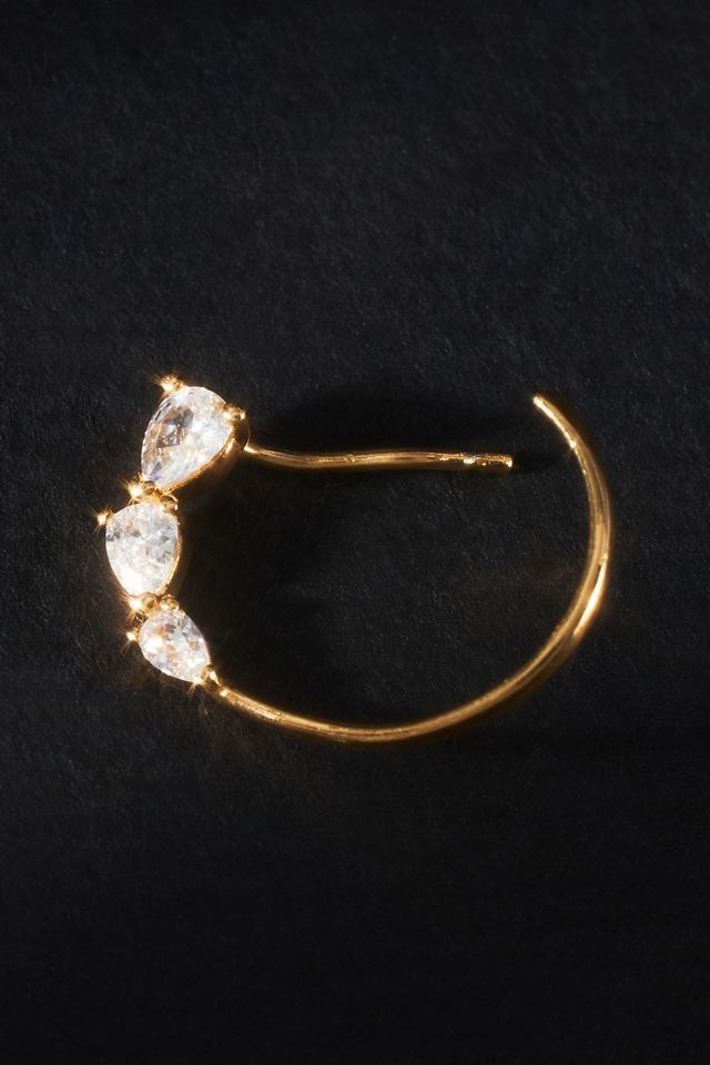14k Gold Half Moon Crystal Earrings #1