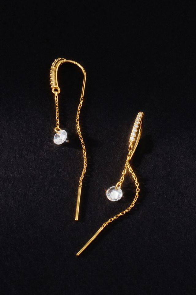 14k Gold Threaded Crystal Earrings Anthropologie