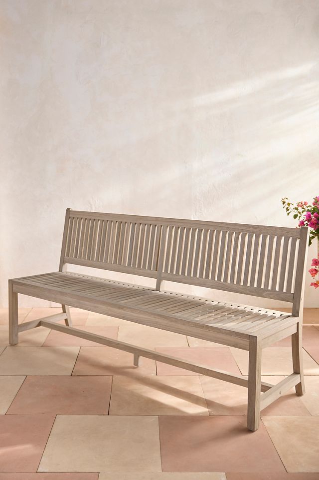 Classic Teak Garden Three Seat Armless Bench #1