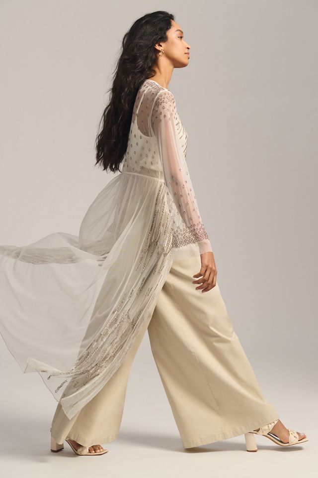 By Anthropologie Embellished Sheer Kimono #1