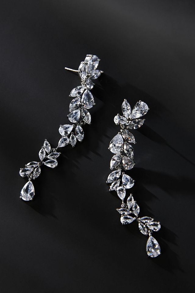Shashi Fallen Leaf Crystal Earrings #1