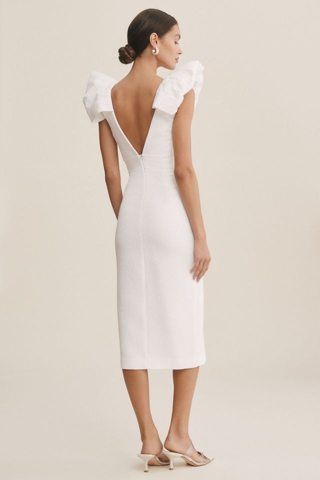 Rebecca Vallance Puff-Sleeve V-Neck Midi Dress #1